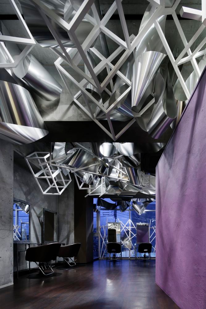 日本东京美容院：流动的金属波发线-26