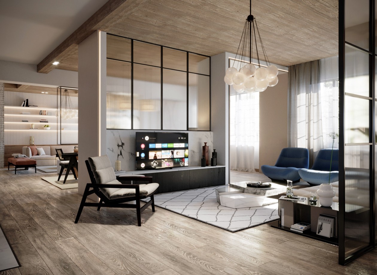 350㎡木与白，自然元素的温润质感-3