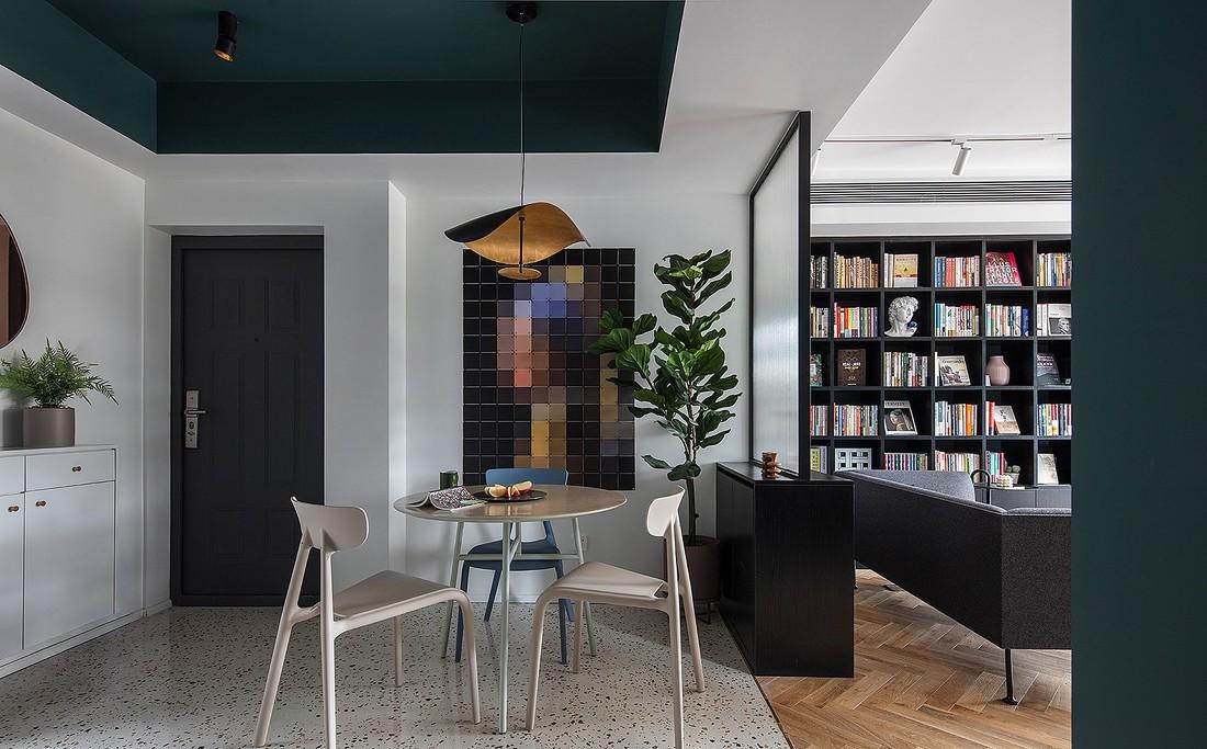 深白设计丨平层丨抛弃电视不要客厅，住进全能的复古图书馆-1