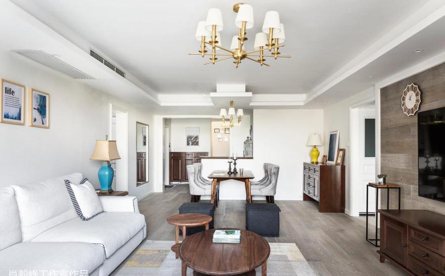 温馨北欧风,家庭娱乐室与工作区的完美融合-2