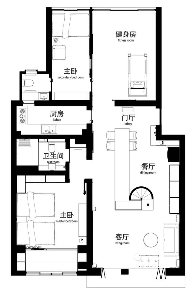 北京 115 平米 Loft 空间的自然采光与多功能设计丨中国北京丨阿穆隆设计工作室-32