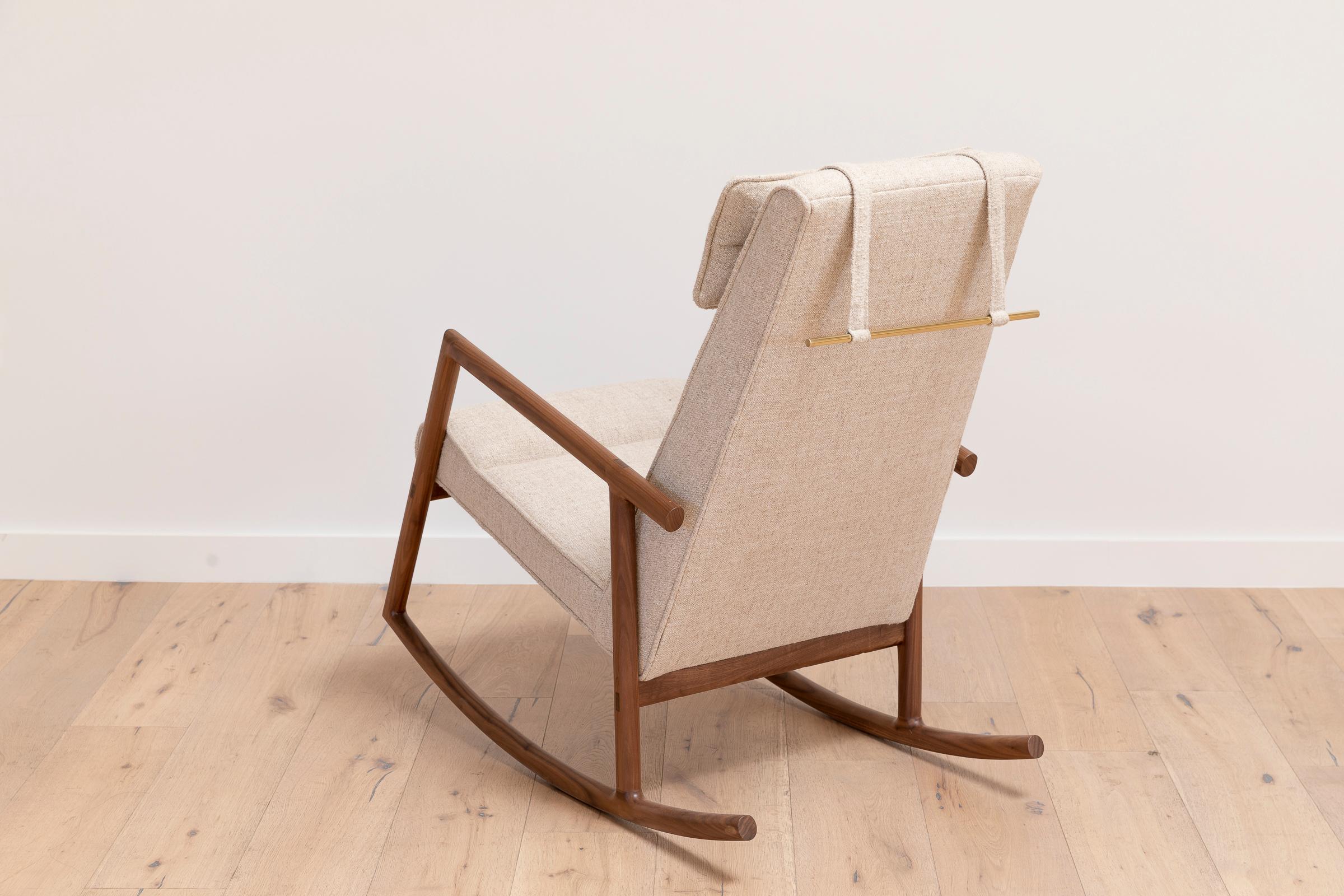 Earl Walnut, Ivory Textured Linen Moresby Rocking Chair For Sale at 1stDibs | ivory rocking chair, walnut rocking chair, earl ivory-15