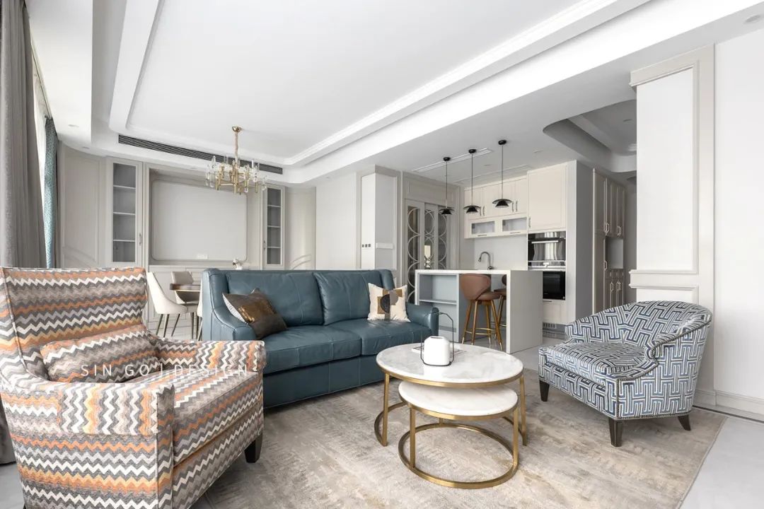 现代轻奢风 | 蓝白木三色打造 320㎡别墅空间-52