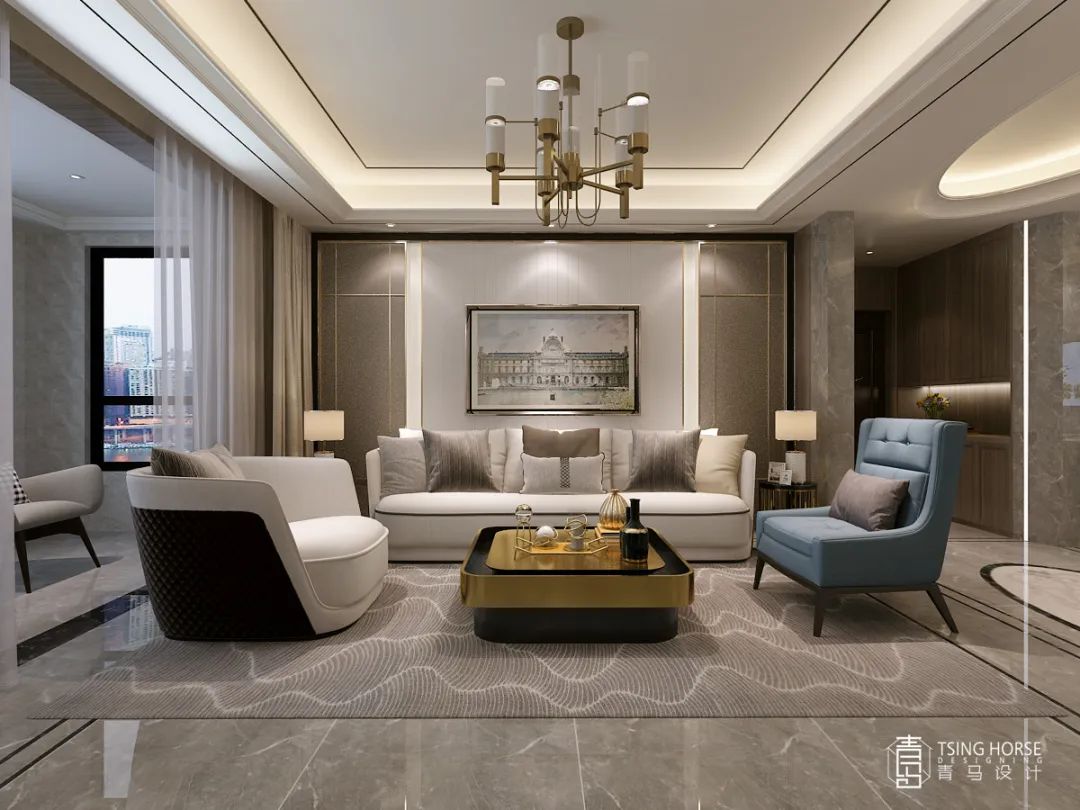 西安公馆一号 198㎡轻奢大平层设计 | 温馨、硬朗与轻奢的平衡-4