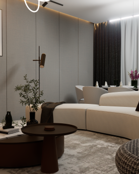 Marble & Wood TV Wall Design