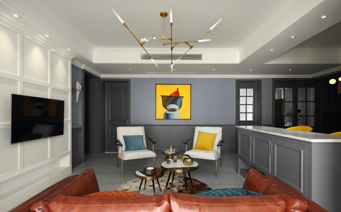 野兽派风格平层设计,金色光影演绎跃动空间-2