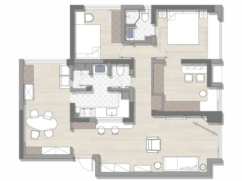 108㎡四居改两居设计丨中国成都丨成都宏福樘设计-8