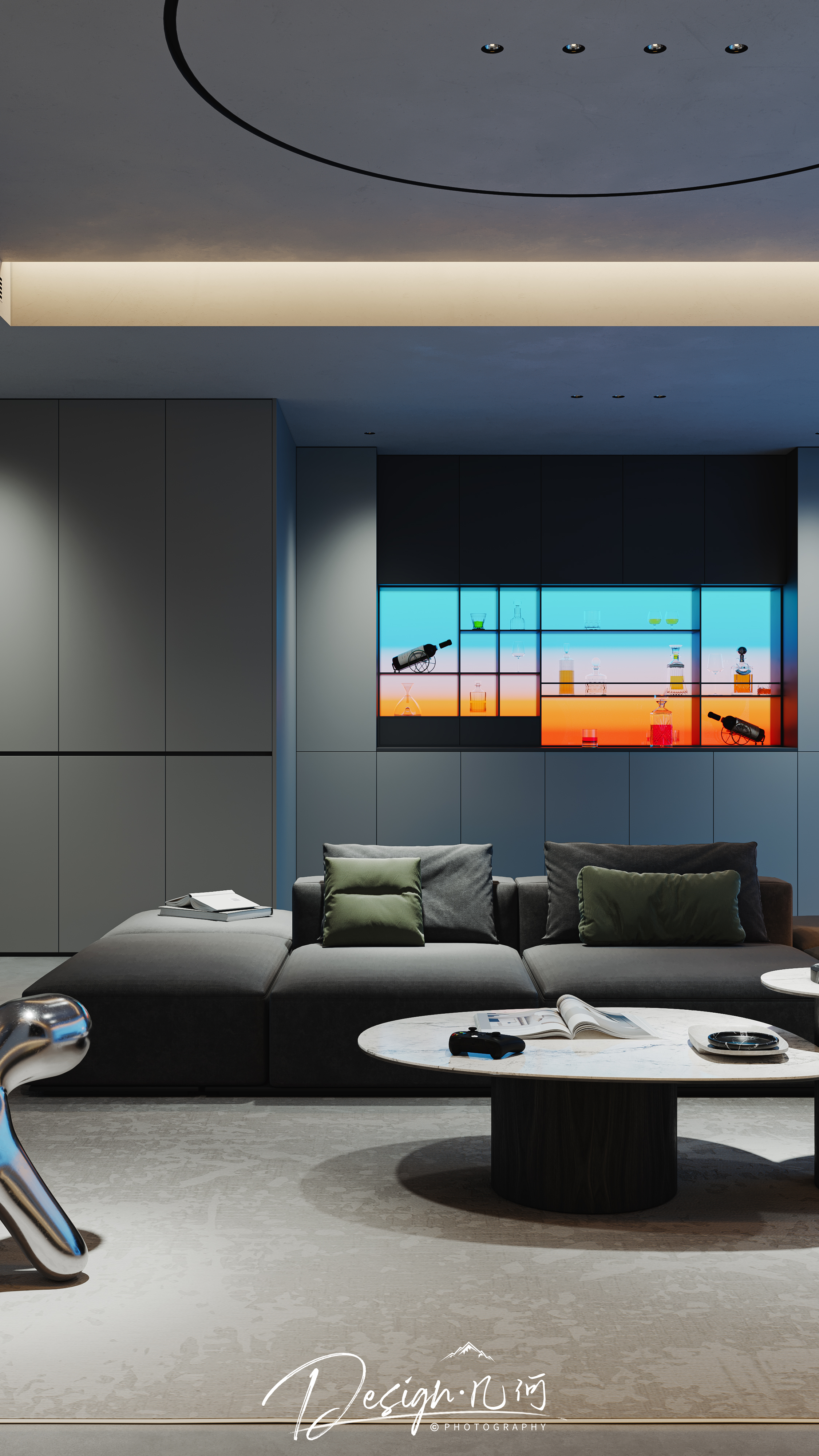 几何空间视觉表现 | 星海国际现代客餐厅（夜景）-9