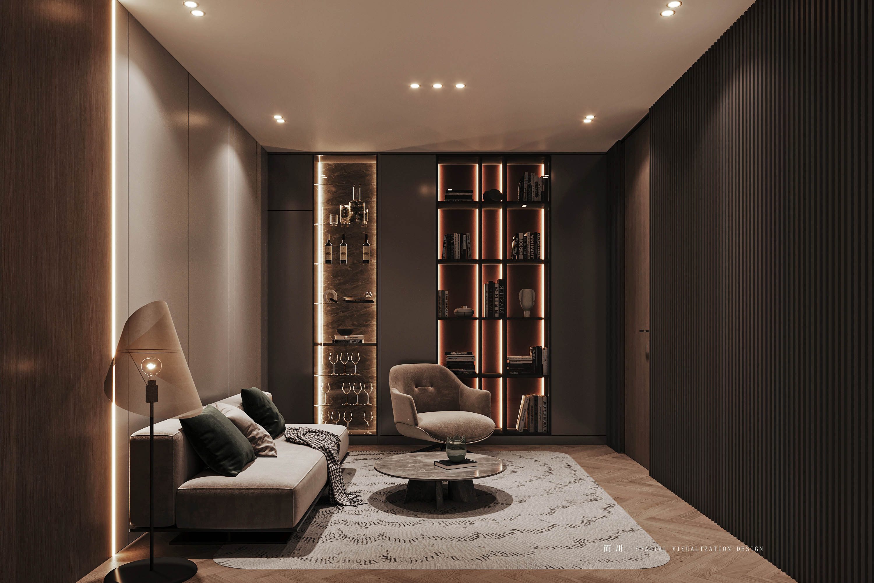 现代意式榻榻米卧室设计丨而川空间可视化工作室-14