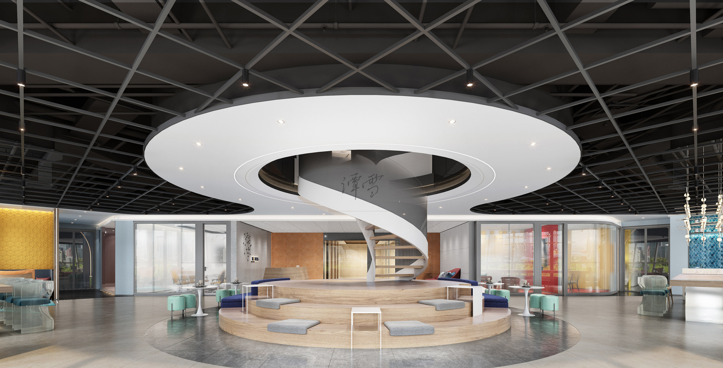 工装/现代办公室效果图案例-1