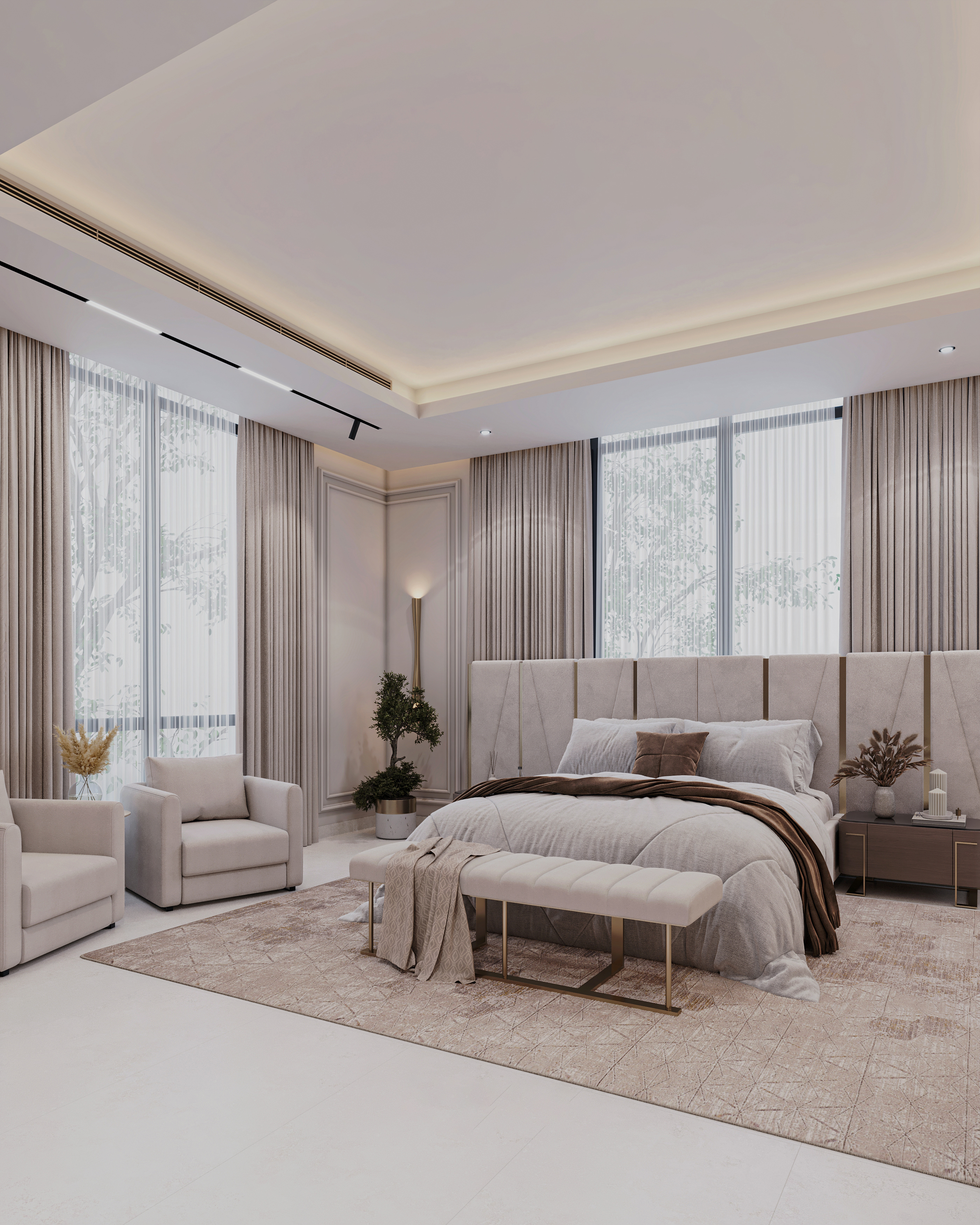 新古典奢华主卧丨阿联酋阿布扎比丨Archpix Engineering Consultants-11