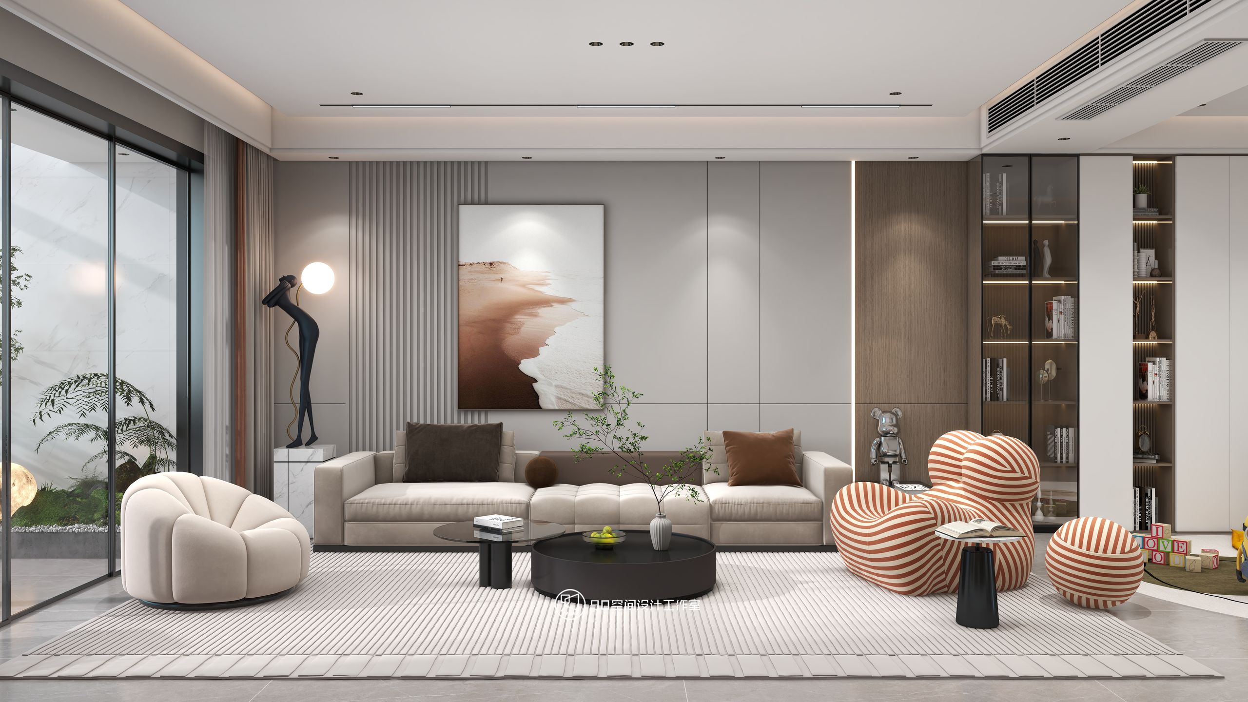 海市蜃楼现代轻奢风格挑高别墅设计丨90 空间设计-2