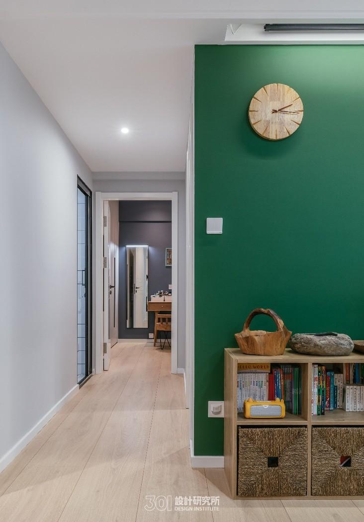 78 平米北欧风小家,绿色背景墙打造轻奢空间-14