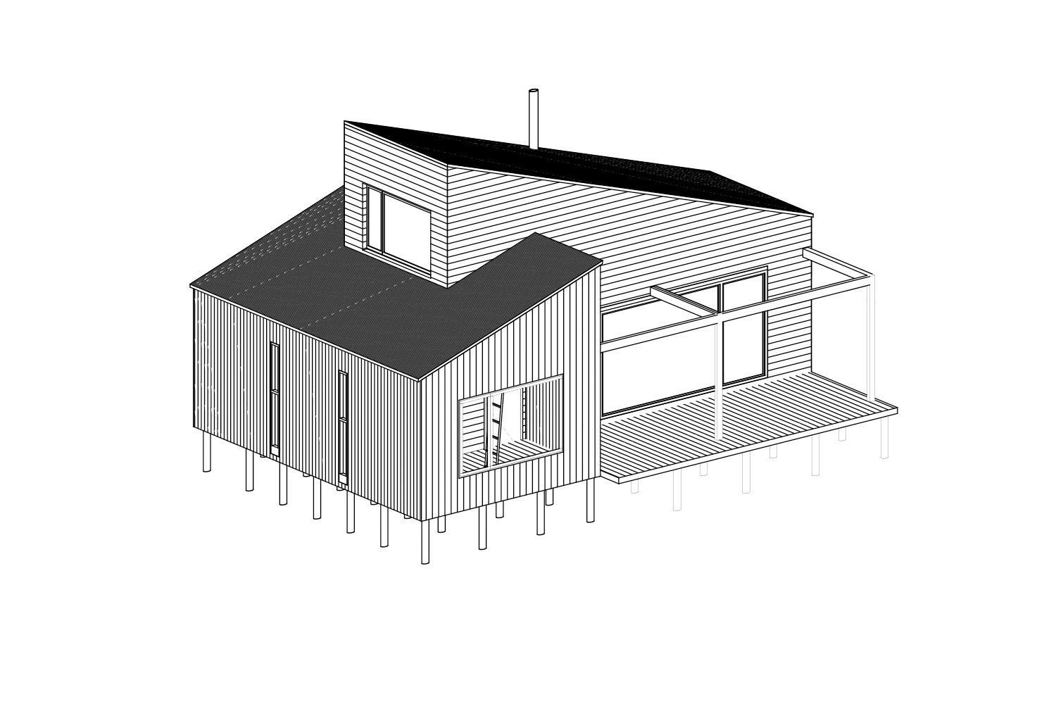 森林中的现代白色小屋-53