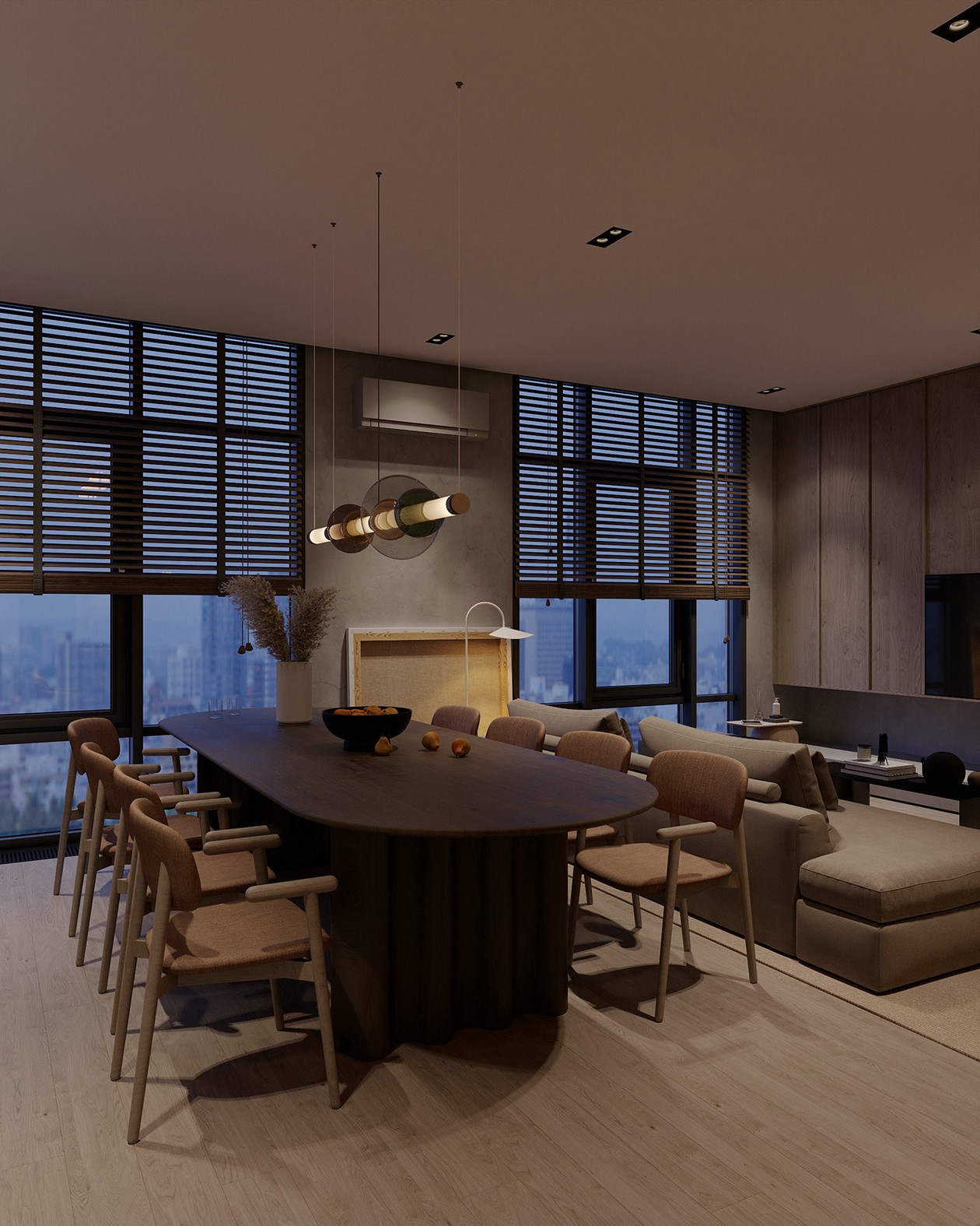 120 平北欧风暖色系日景夜景设计案例-4