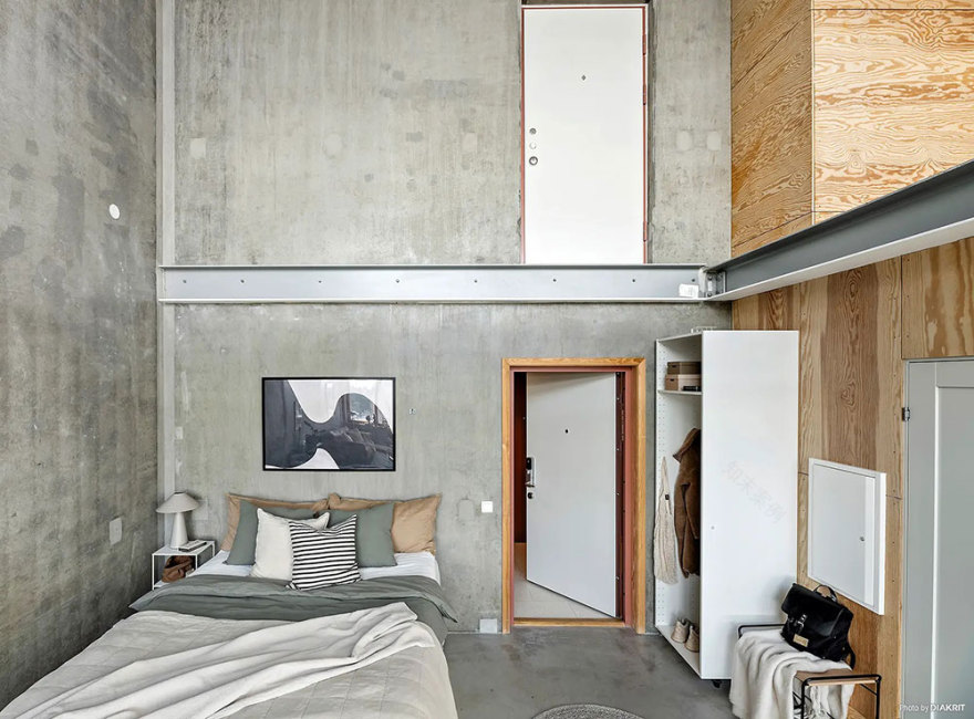 瑞典 43 平米工业风 LOFT,极简设计诠释纯粹空间美学-12