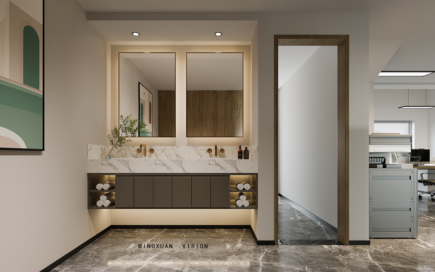 现代简约办公室设计案例丨铭渲表现-7