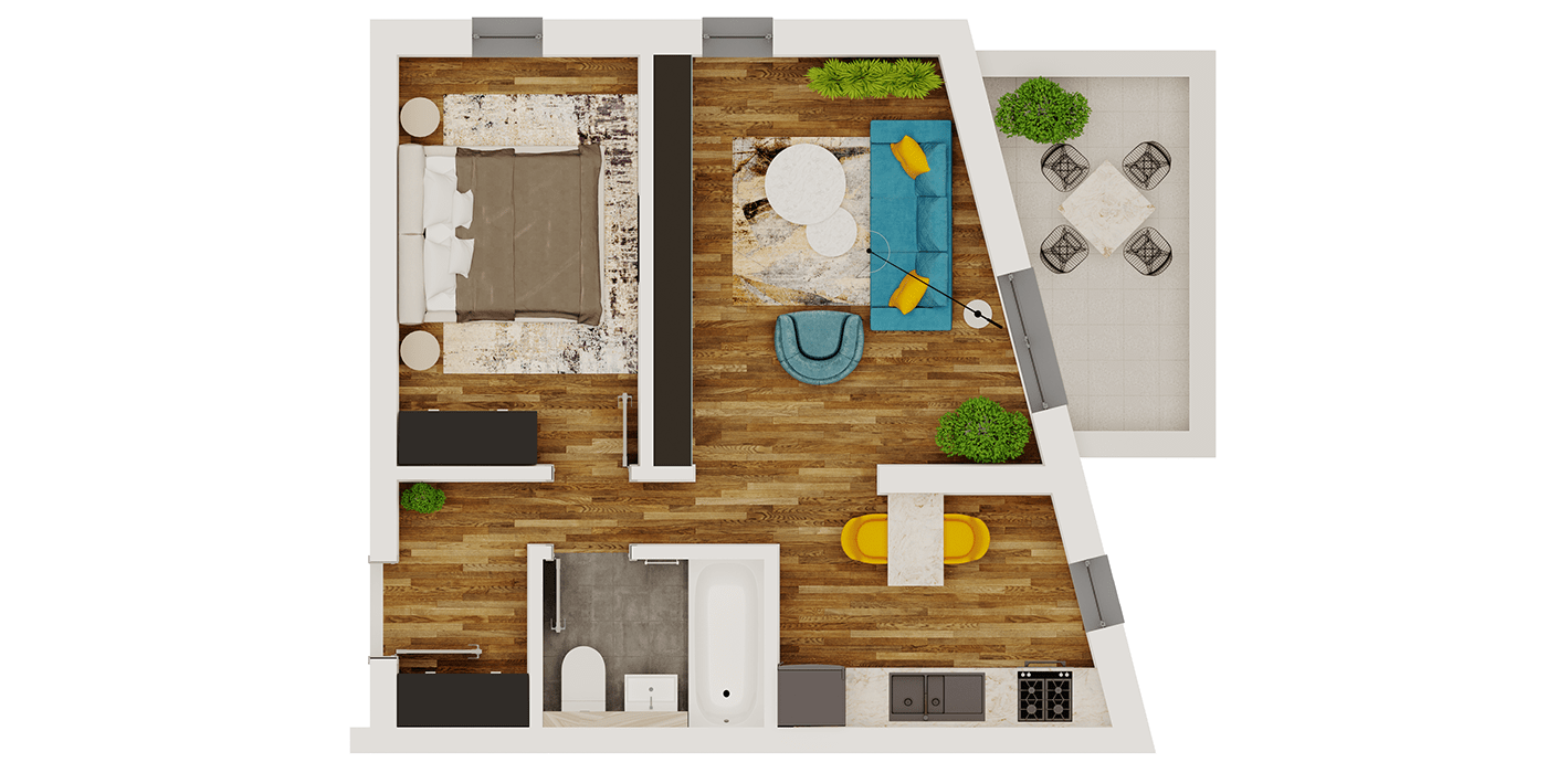 Anastasiya Gushchina丨公寓丨Apartment Floor plan render-3