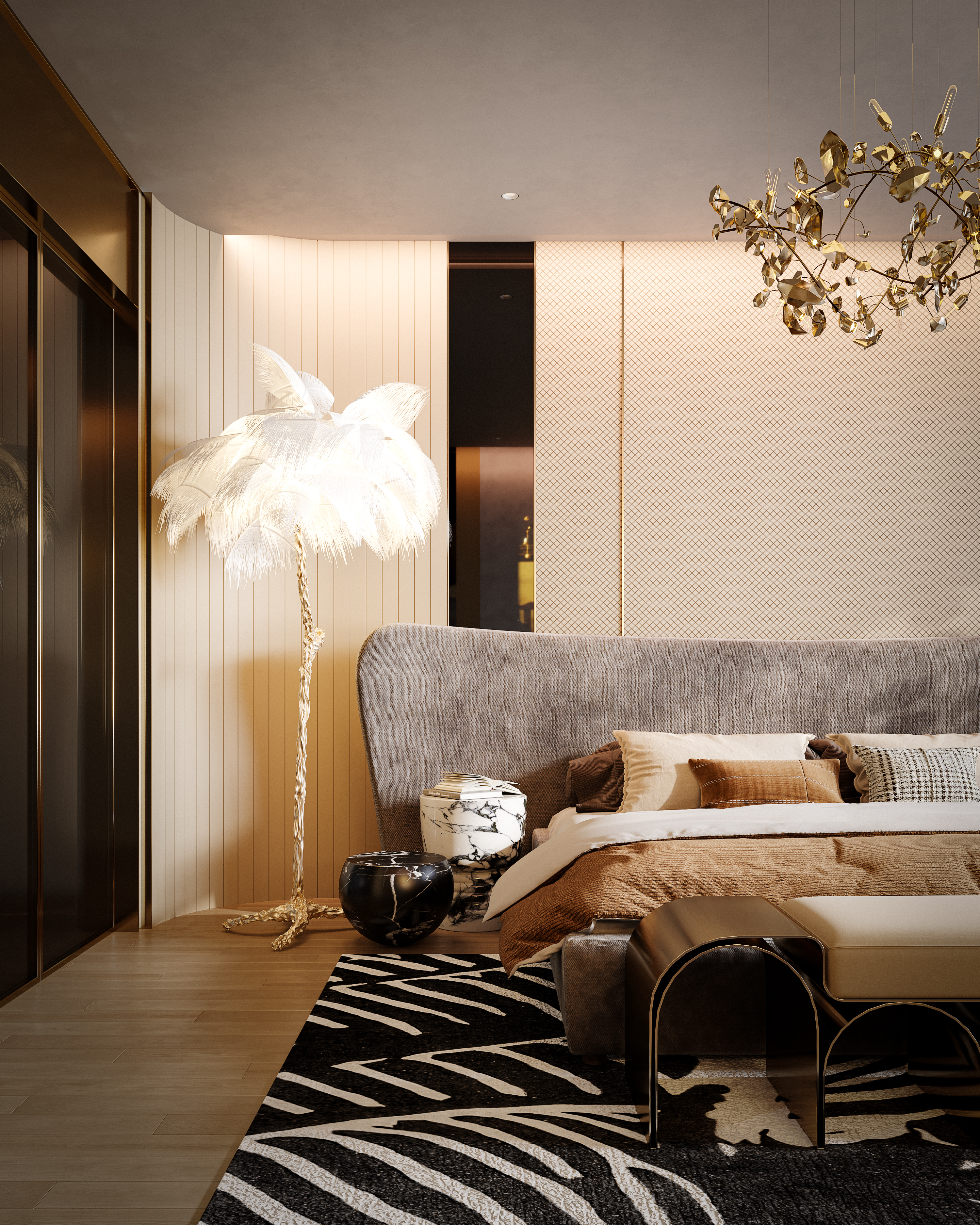 绘感视觉设计 | 高端轻奢卧室渲染-6