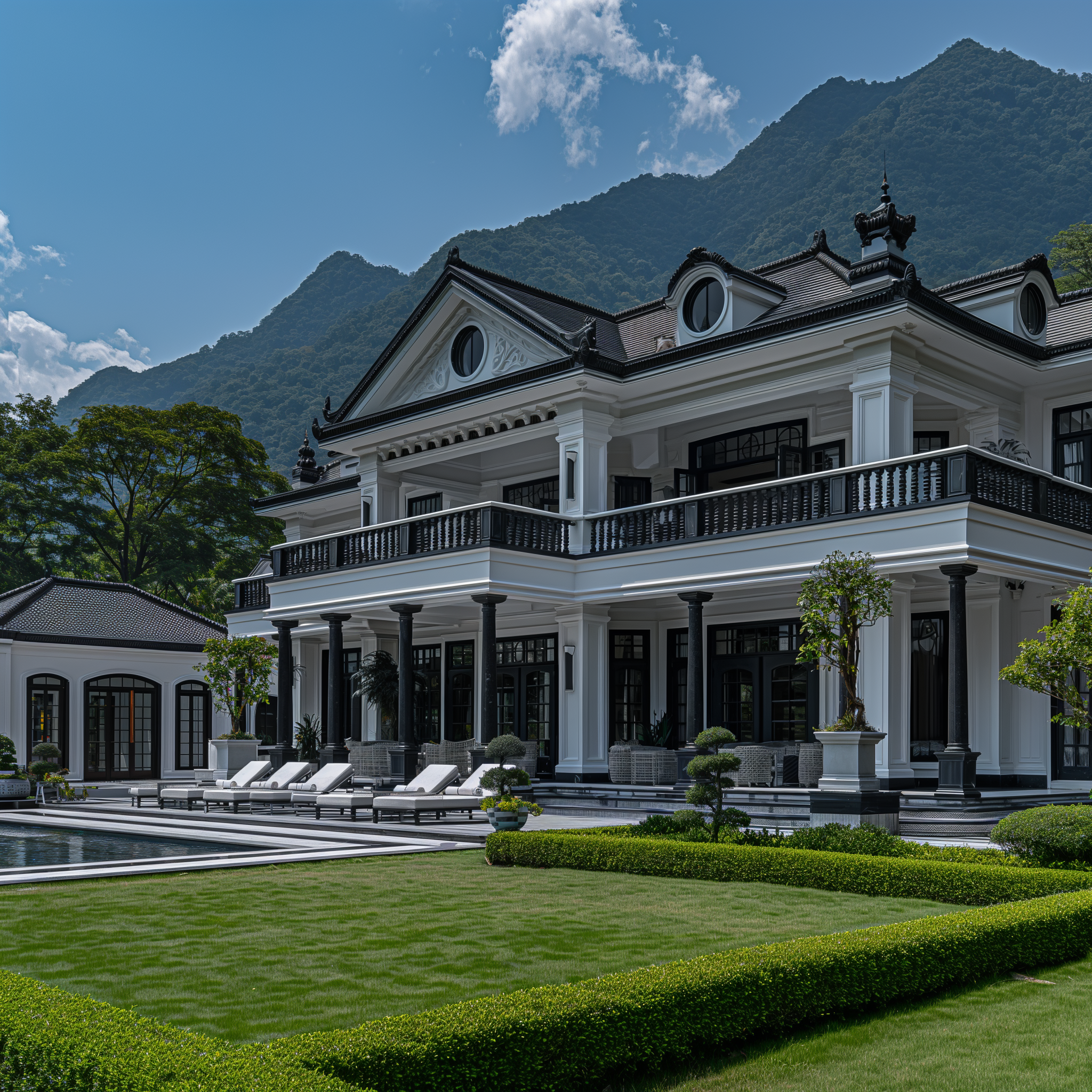 Millionaire Black and white neoclassic mansion-5