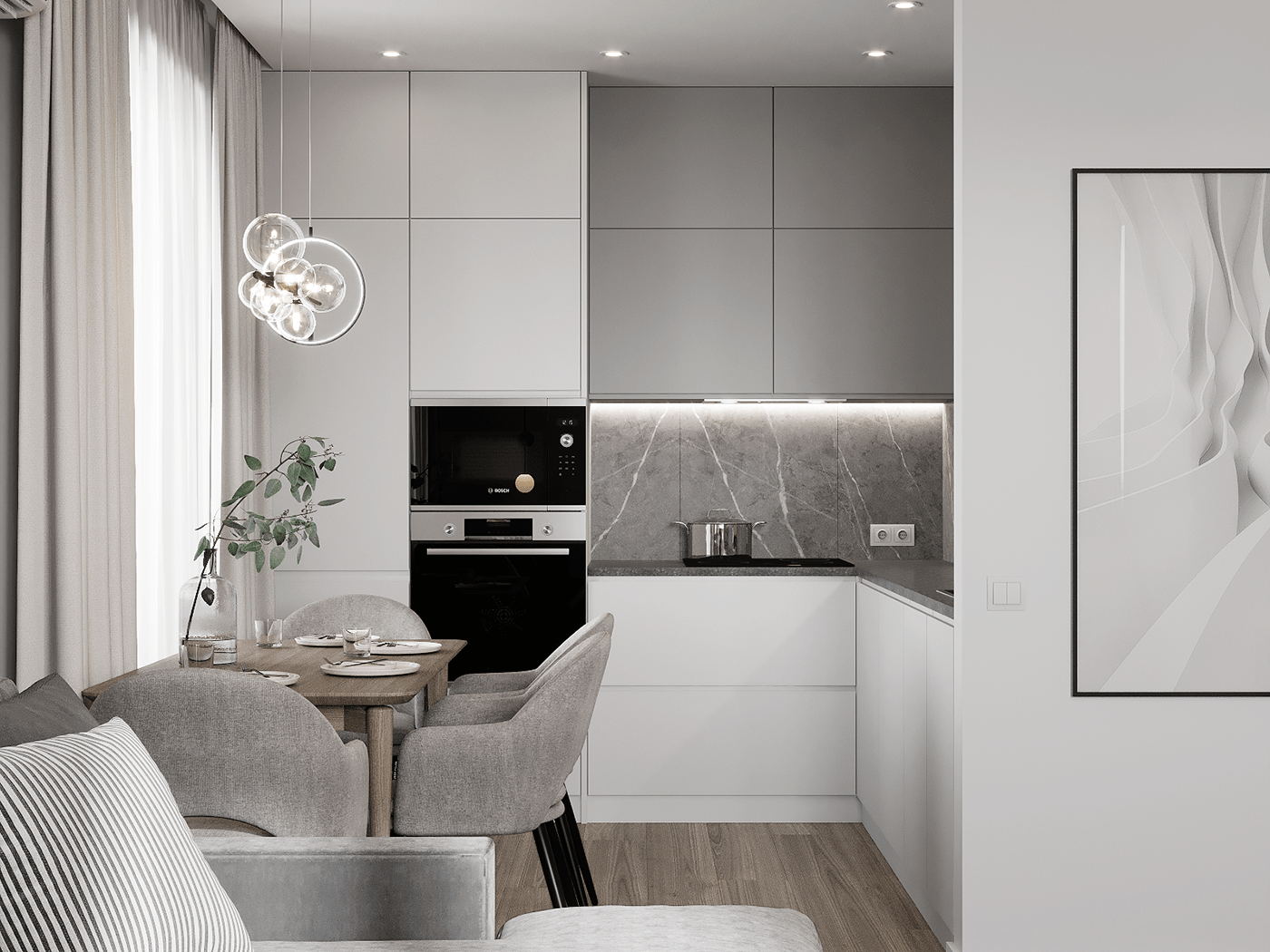 79㎡高级灰色系小空间公寓设计-7