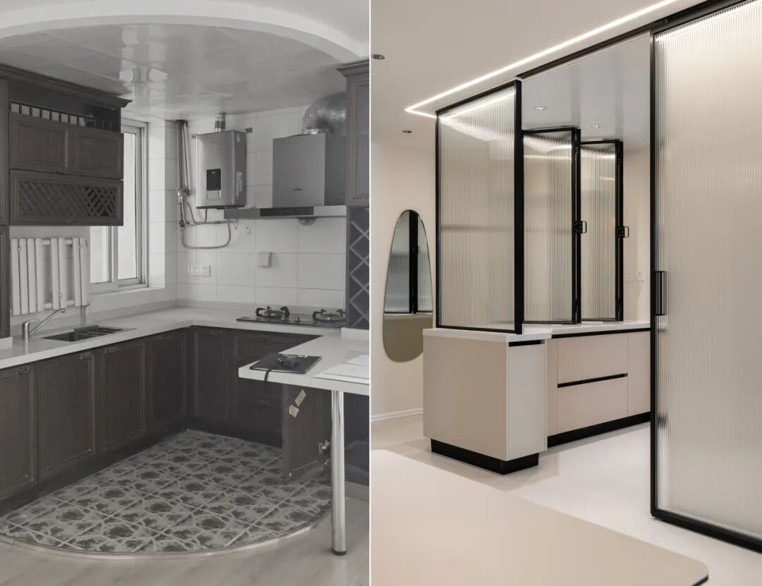 「原创案例」同色系的高级感，可以折叠的厨房解锁光影流动-83