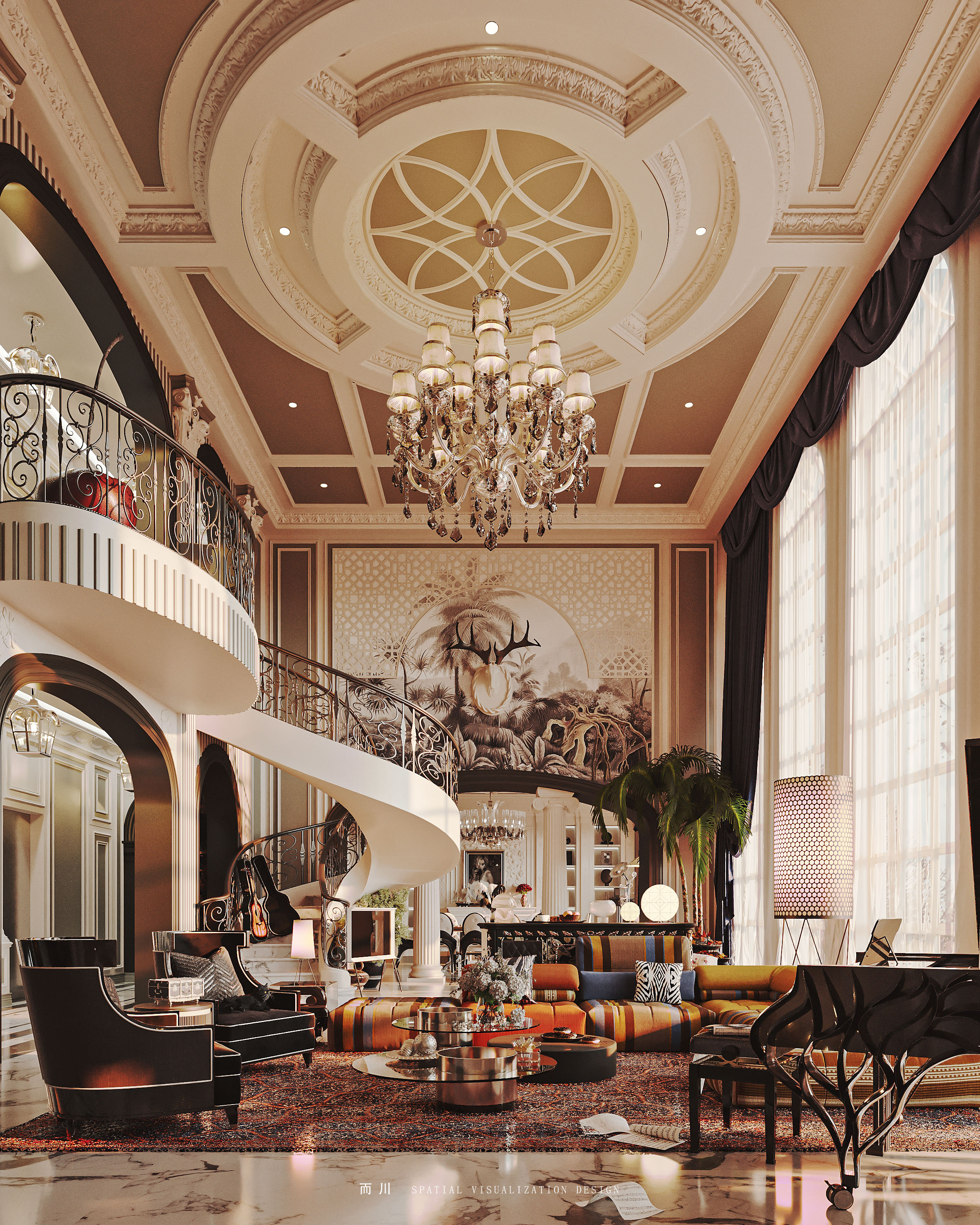 美式别墅丨而川空间可视化工作室-11