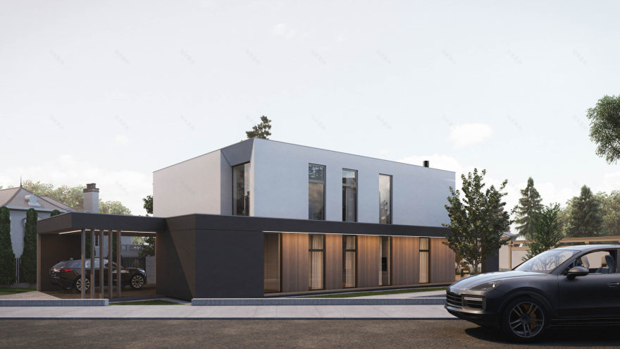 Динамичный современный коттедж 345м² — портфолио бюро ARXY-14