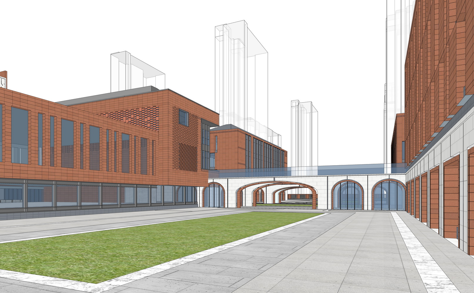 红砖36班小学SU模型-2