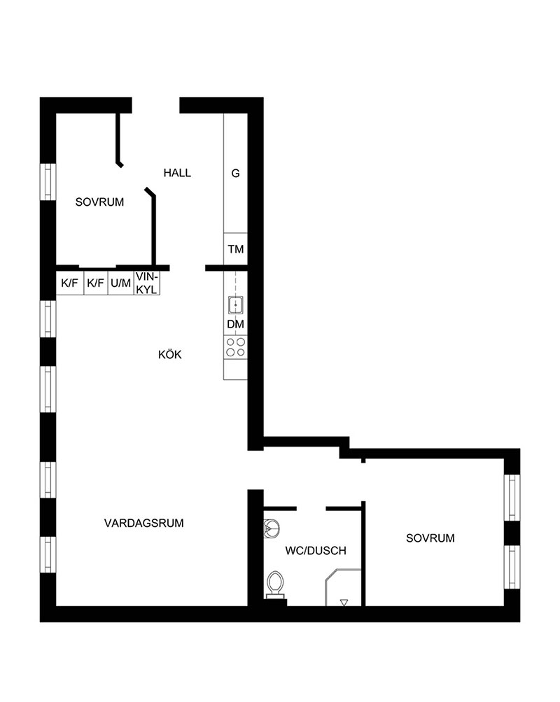 斯德哥尔摩优雅弧形窗公寓设计-29