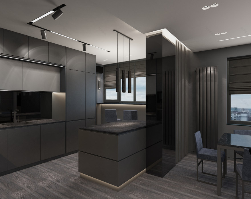 暗黑风格的大气公寓设计丨乌克兰敖德萨丨Iryna Dobrohorska-8