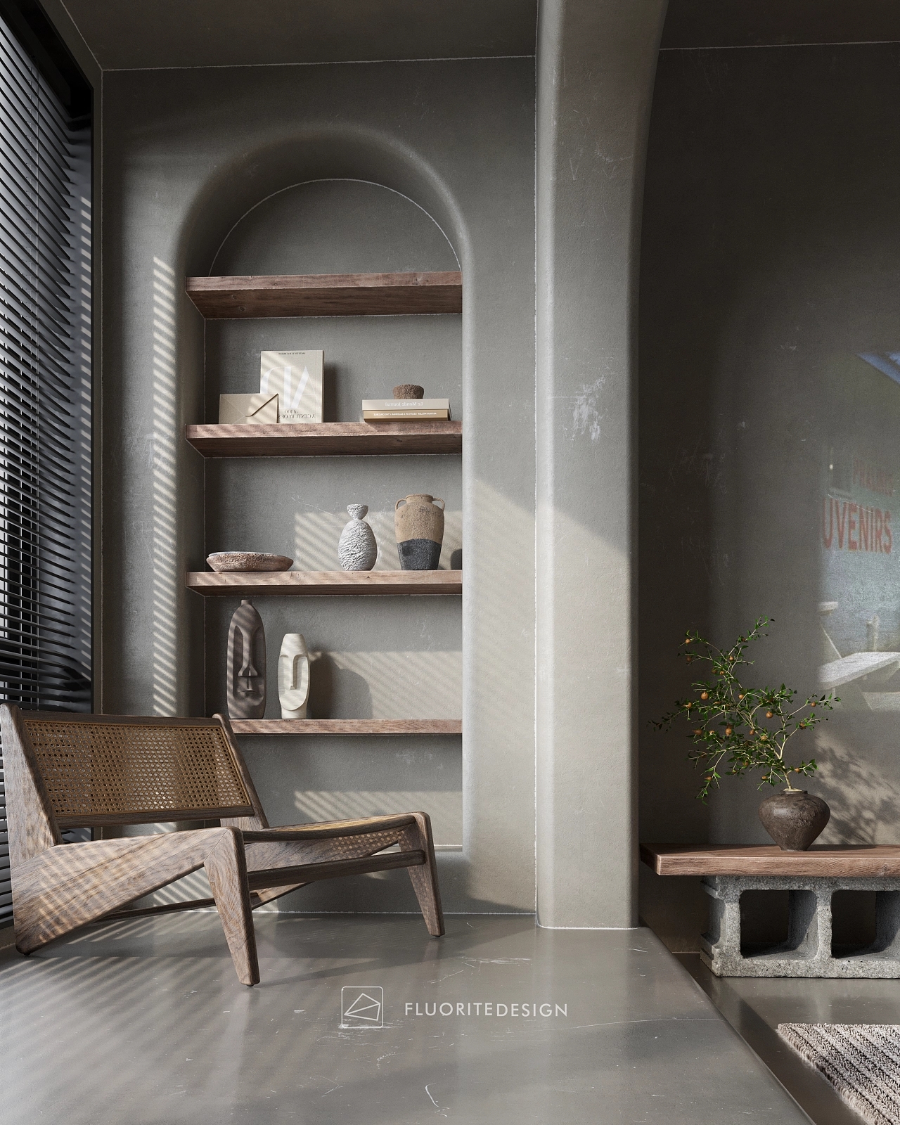 斑驳墙面的震撼美侘寂风设计案例丨FLUORITEDESIGN-15