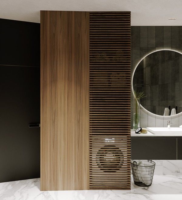 5㎡卫生间高级设计方案 | 洗衣机巧妙融入洗漱台与收纳柜-62