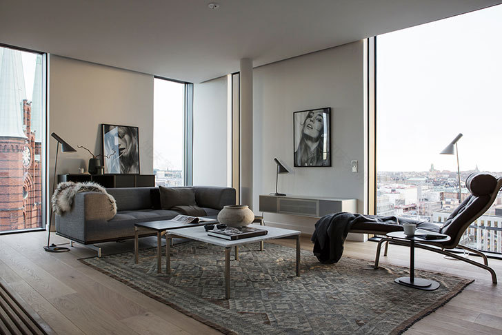 斯德哥尔摩现代奢华公寓,全景窗揽城市风光-3