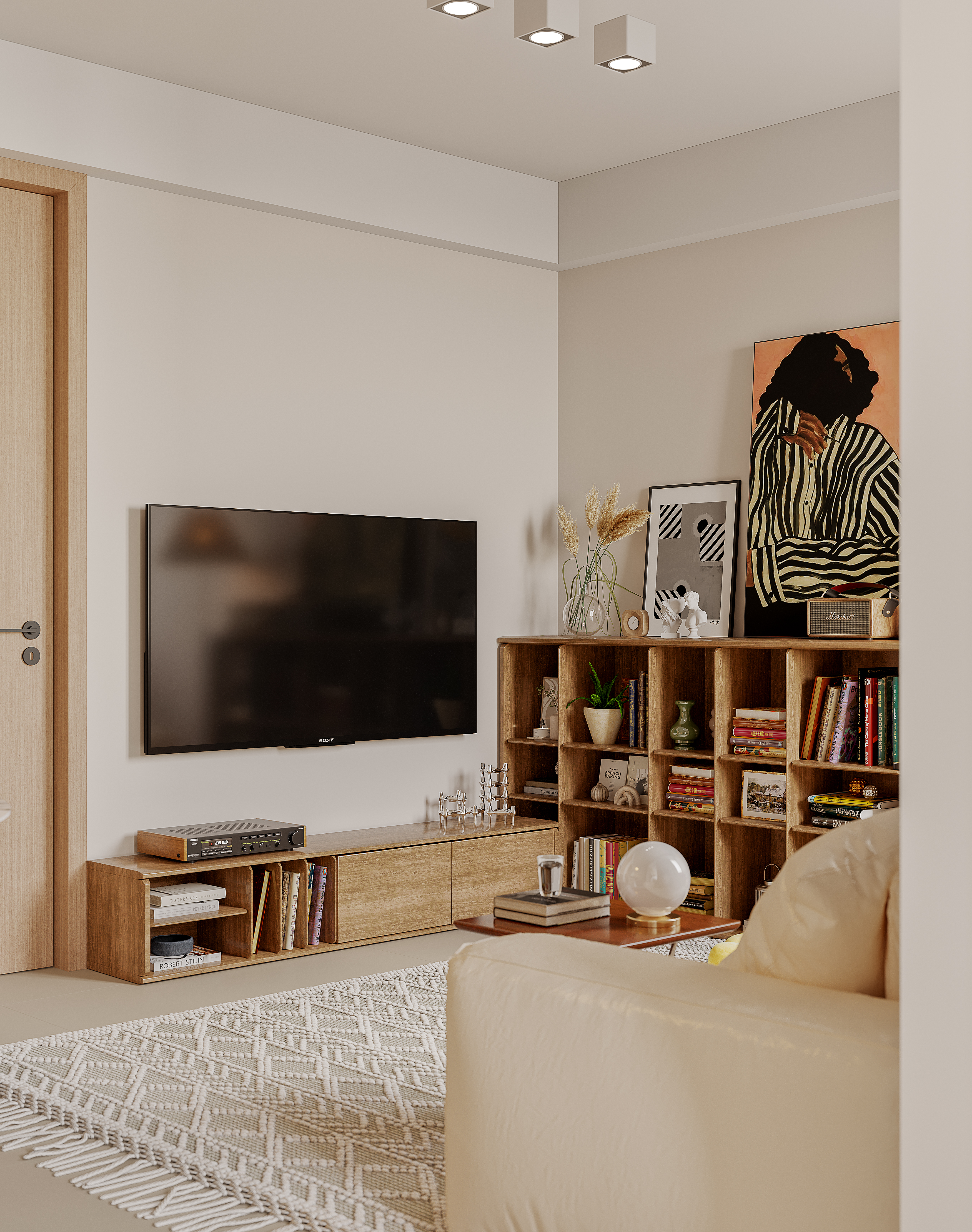 现代奶油风室内，客厅-2