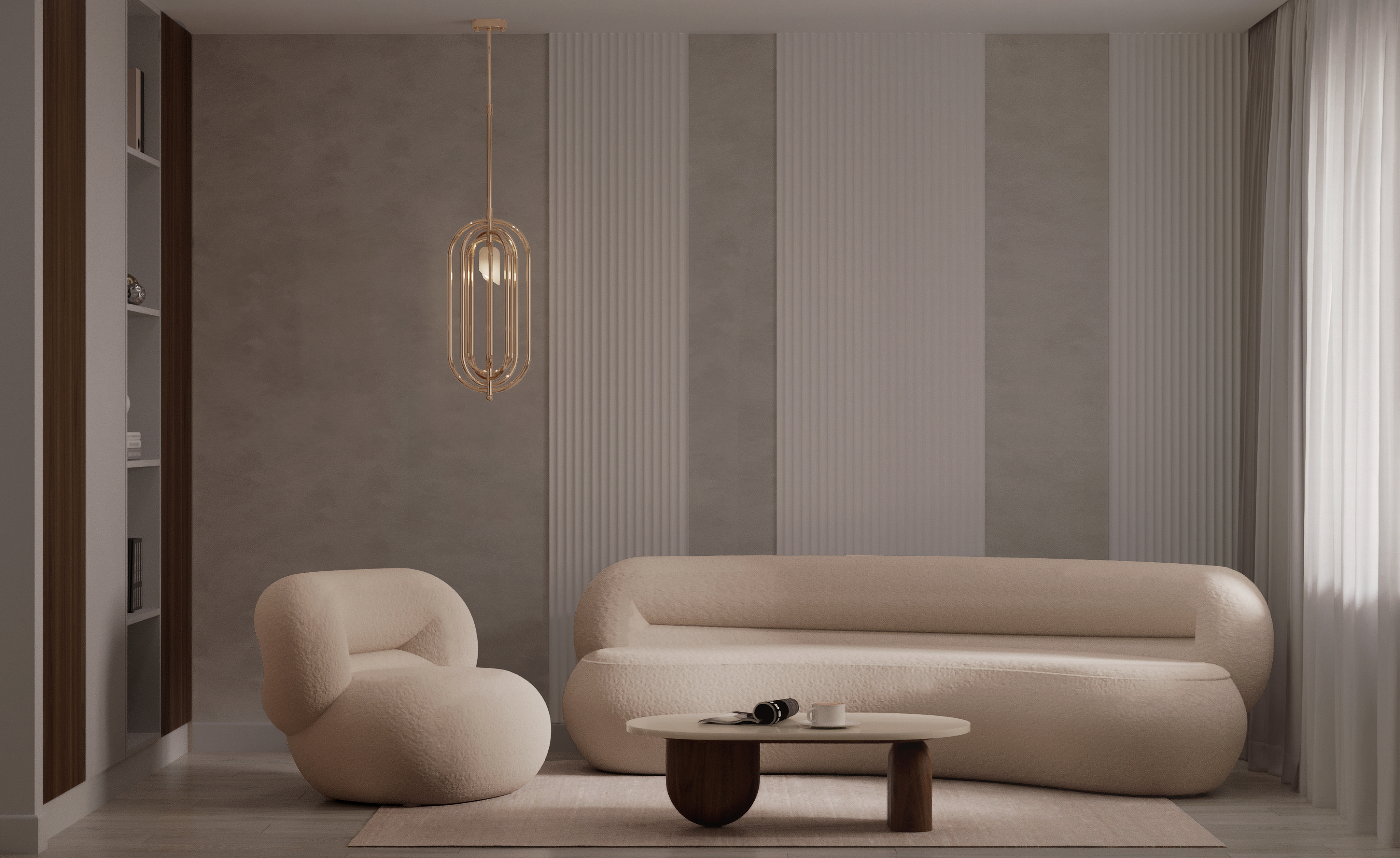 全白色客厅空间丨Katerina Russkih-1