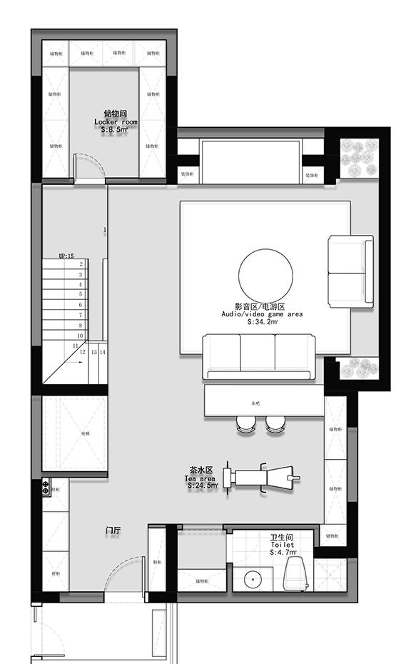 黑白灰的现代气质 · 西厨区与休闲区的完美融合-31