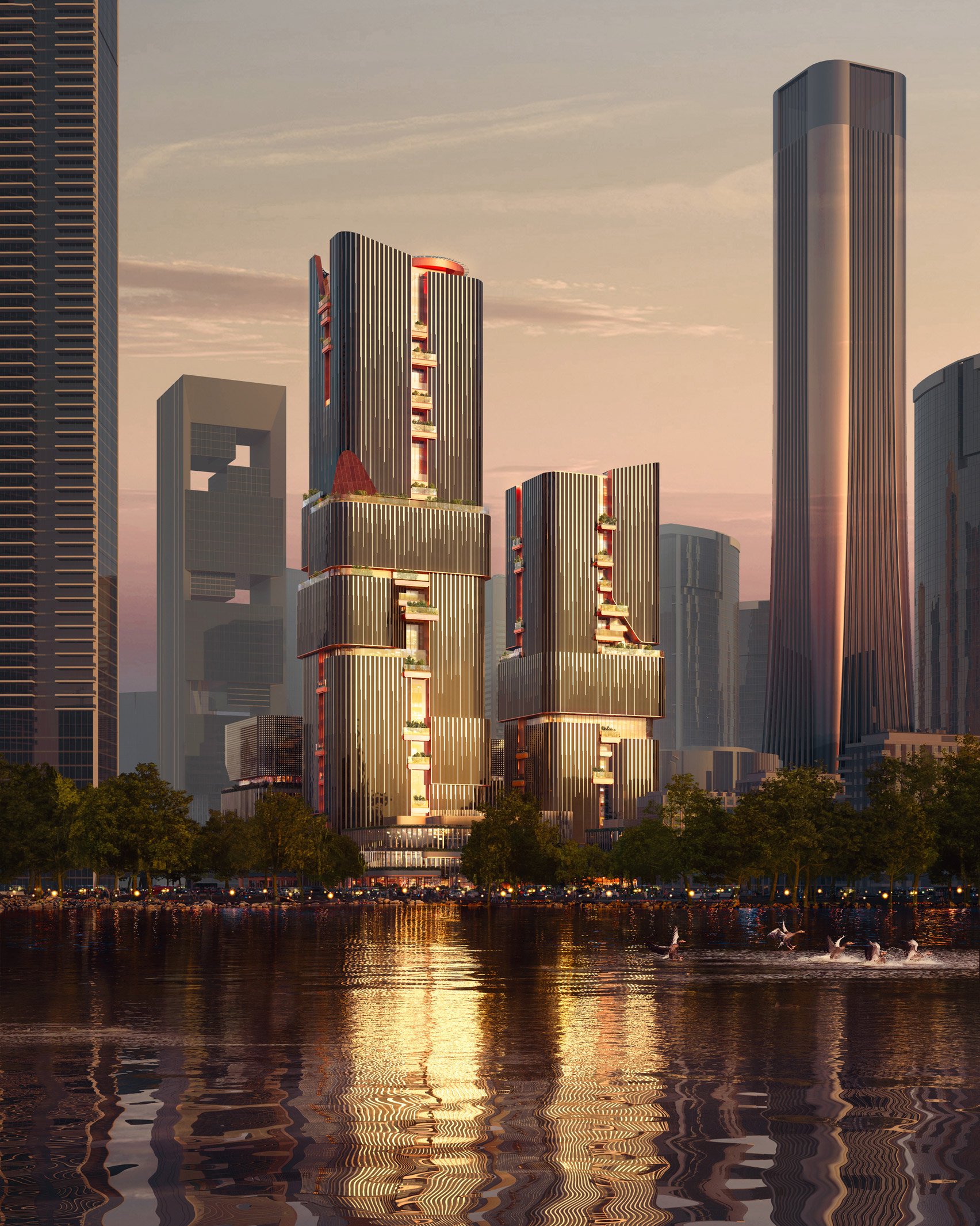 深圳“瀑布”立面摩天大楼丨中国深圳丨Büro Ole Scheeren-2