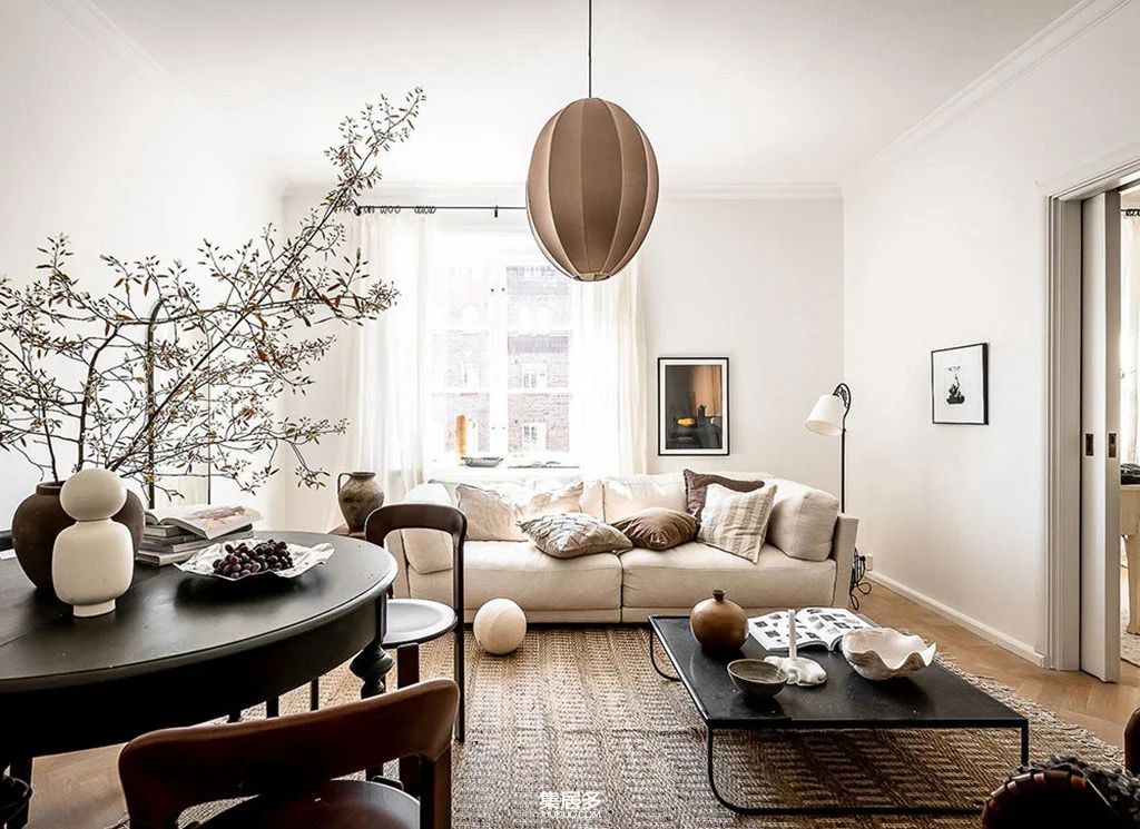 复古温暖明亮的斯堪的纳维亚公寓-8