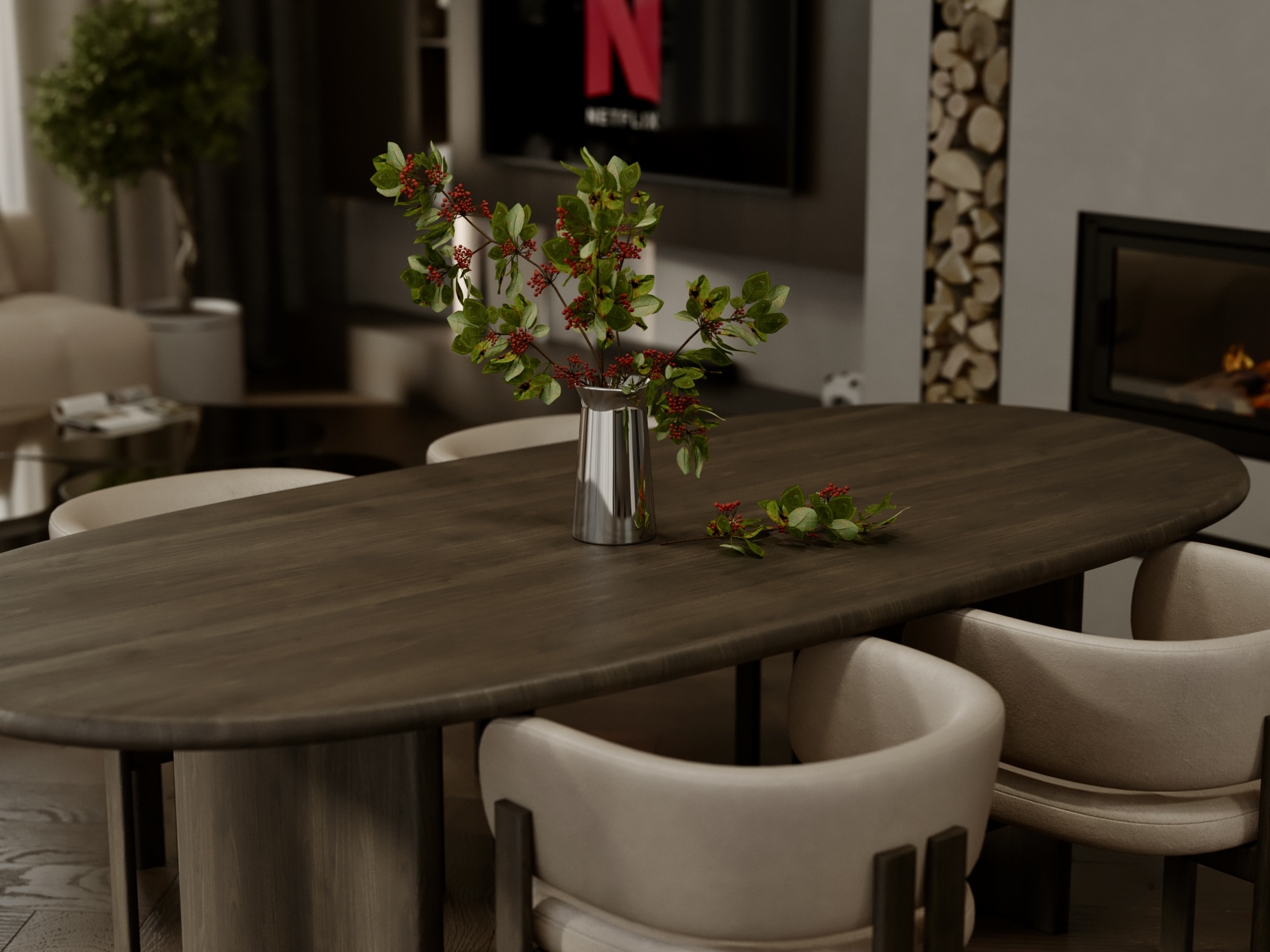 Visualization of the kitchen-living room-0