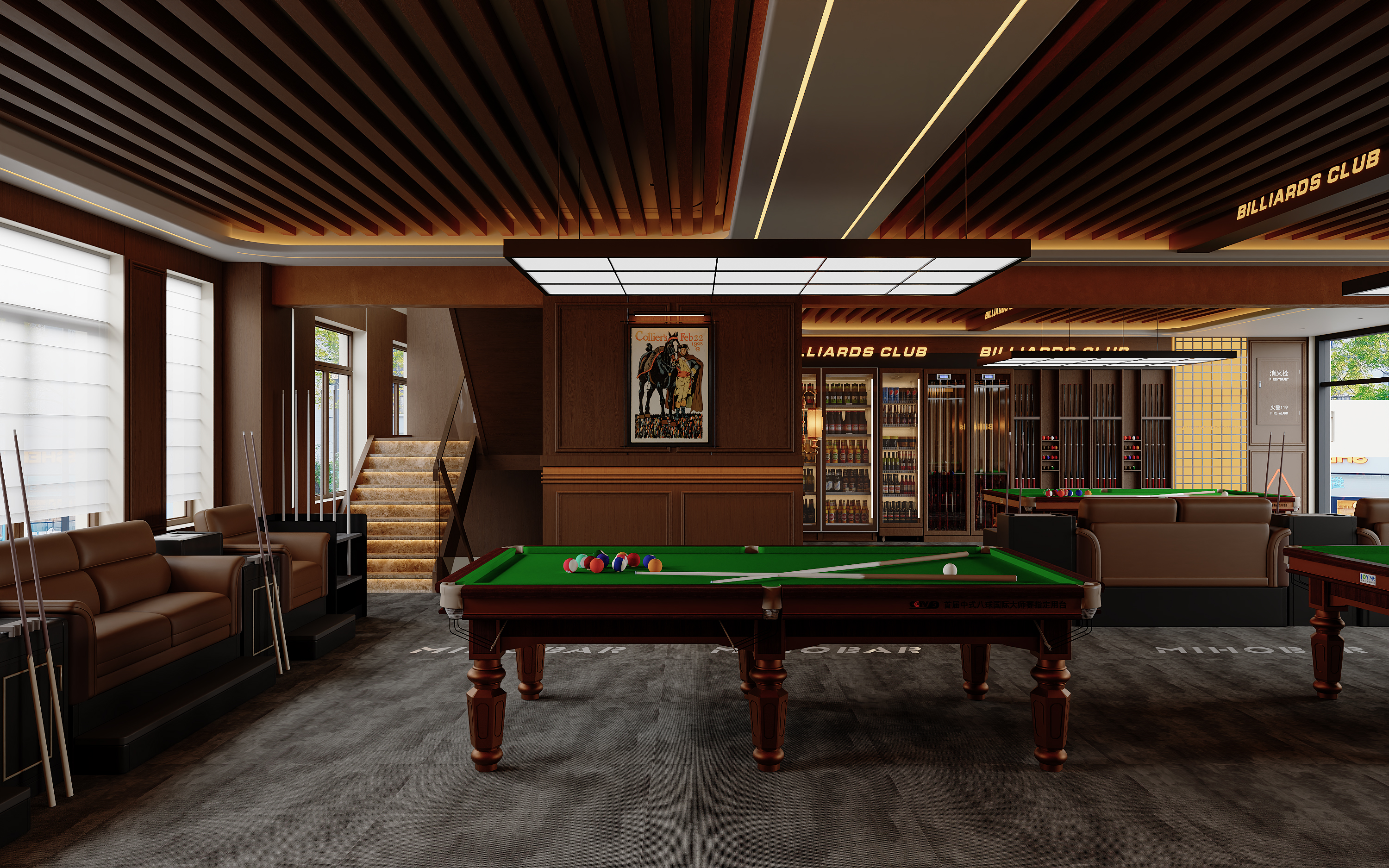 美式暗调台球厅-0