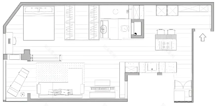 旋转电视打造活力空间 | 54m2 公寓的巧妙设计-27