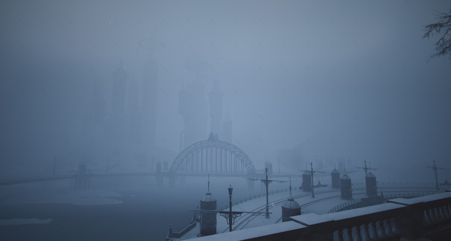 UE5 Dieselpunk winter city level (third-person) map-21