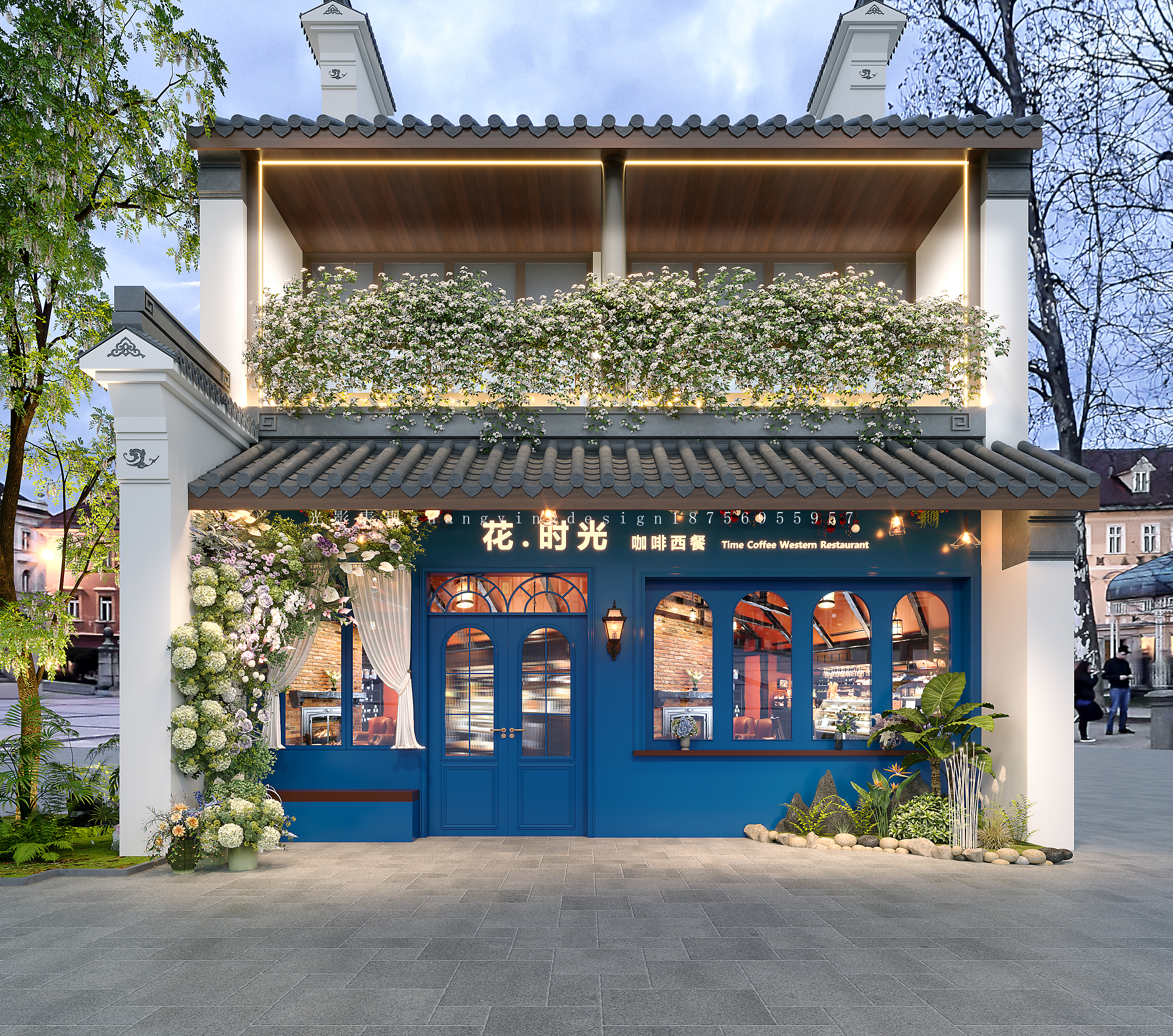 被鲜花包围的咖啡西餐店，太浪漫了-8