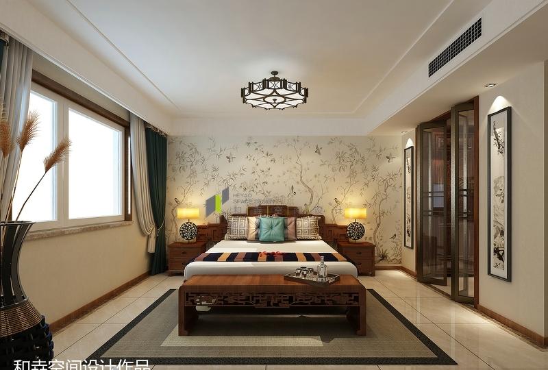 
聊城南苑新城别墅新中式风格装修设计案例 -6