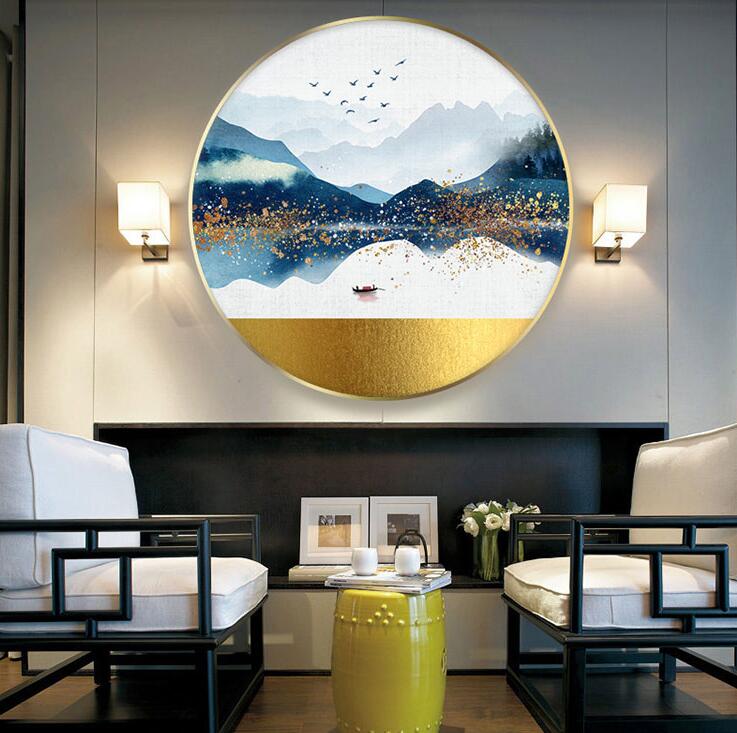 沙发背景墙装饰画玄关圆形画餐厅挂画-4
