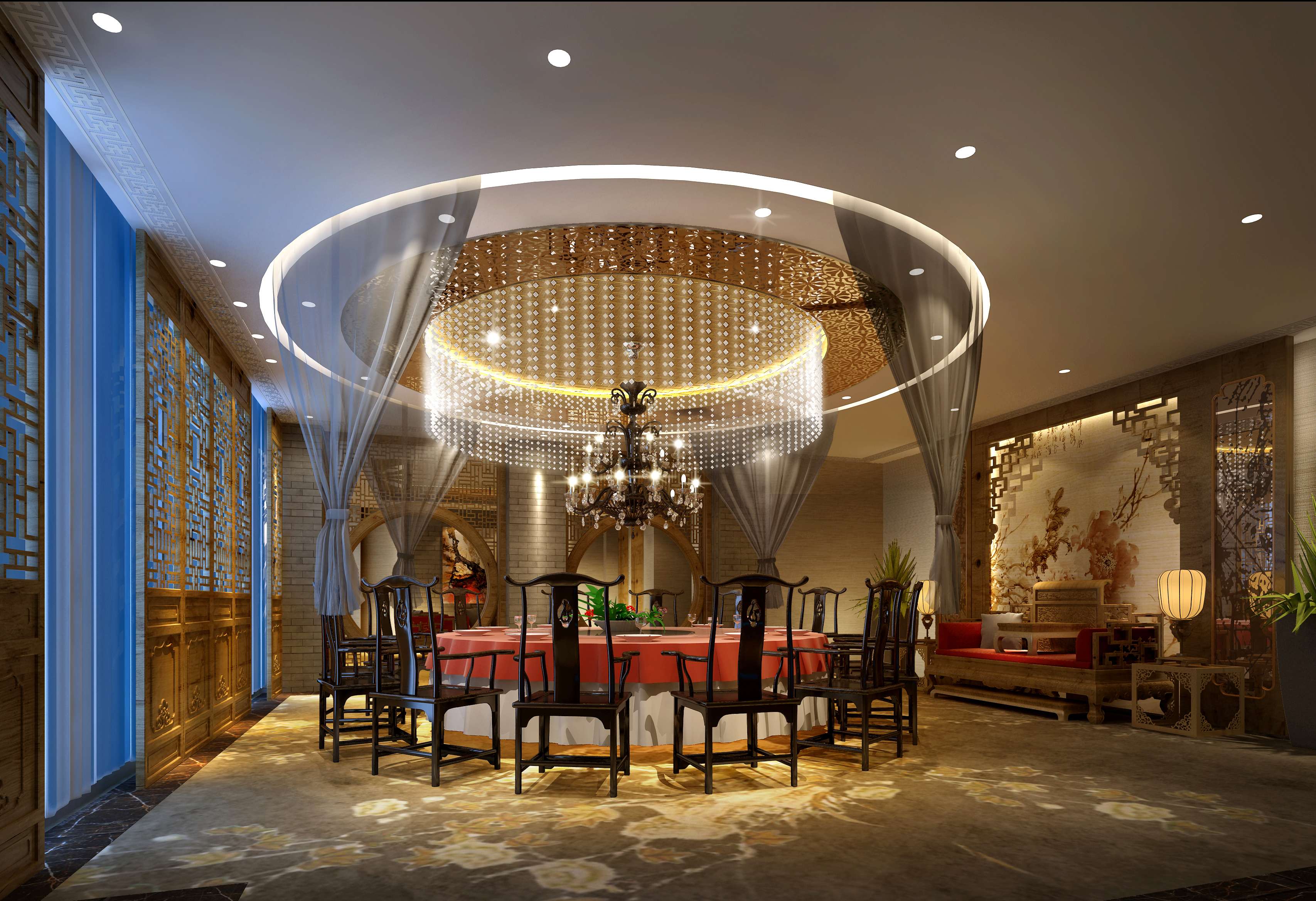 餐厅设计效果图中餐厅餐厅包间包房小吃店面馆工业主题餐厅-9-41