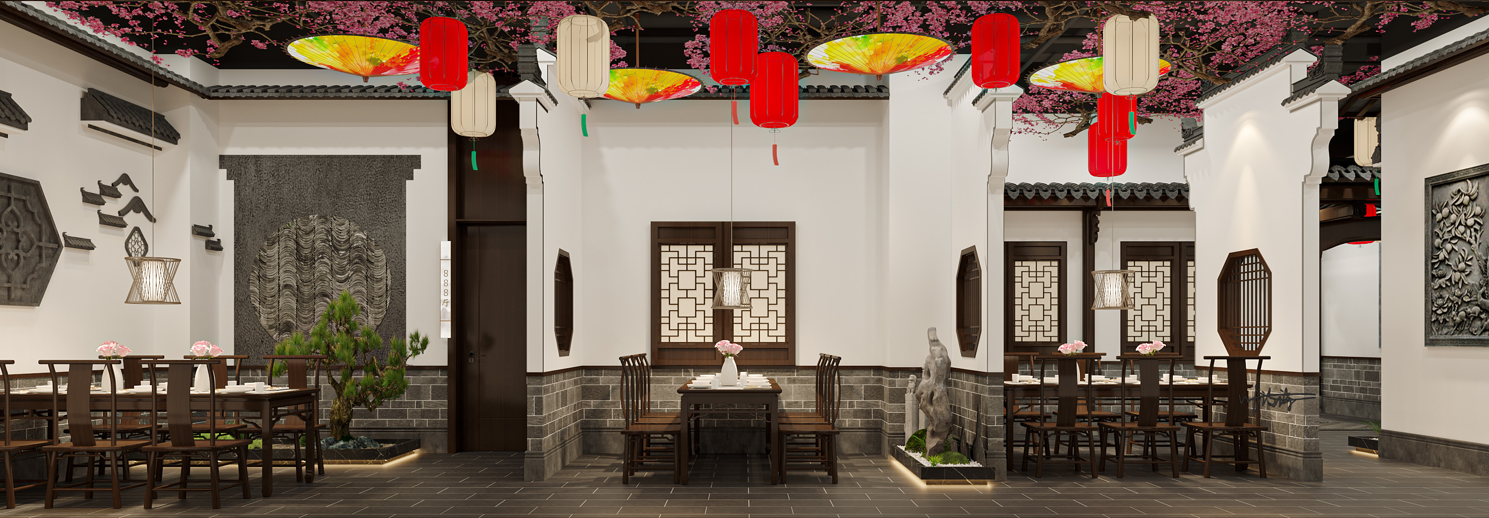 中餐厅设计|徽派建筑古风餐厅-9