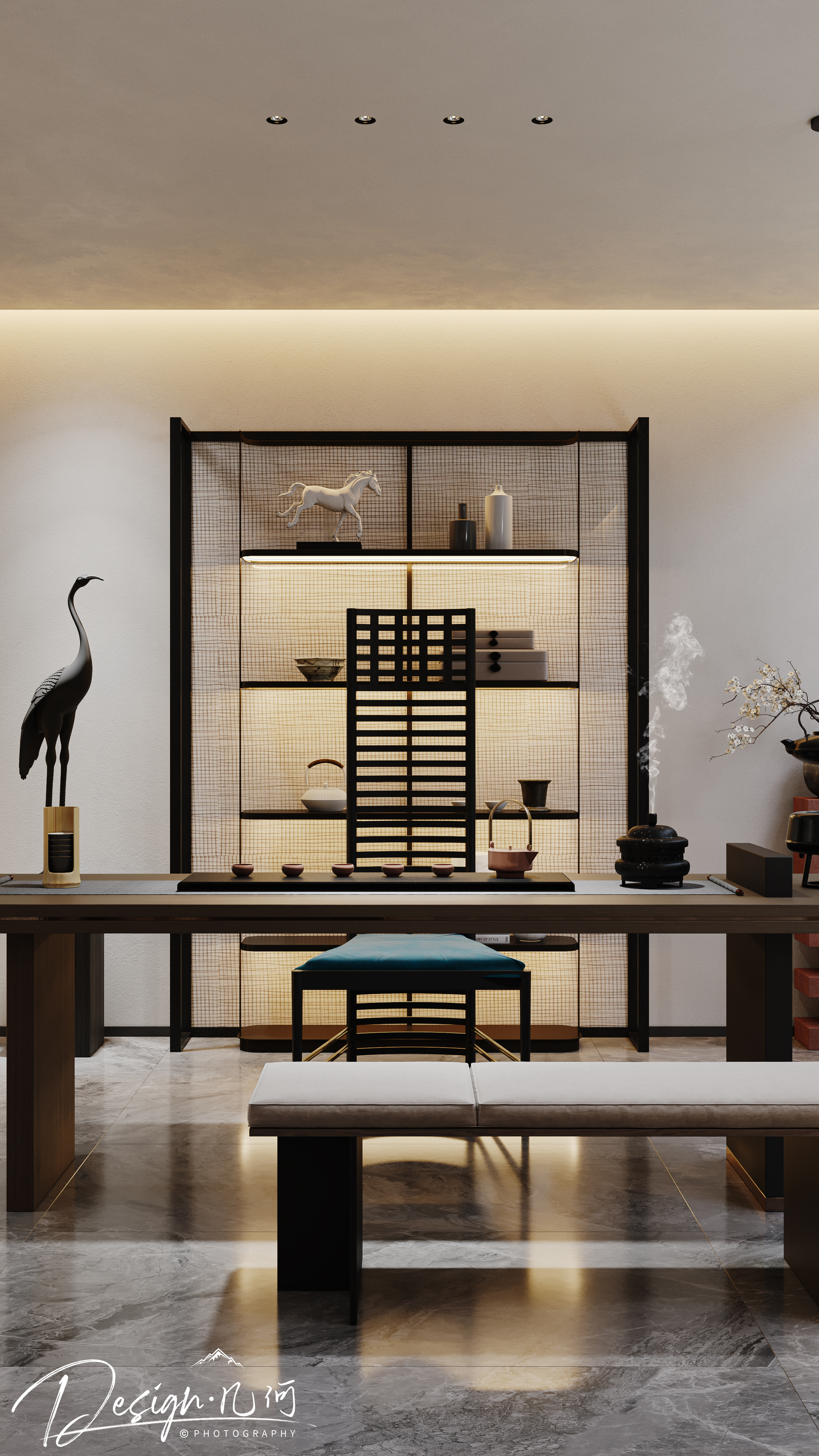 几何空间视觉表现 | 琥珀山庄现代地下室-11