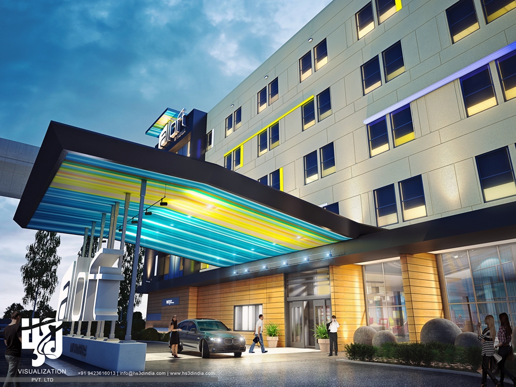 HS 3D 印度打造惊艳夜景商业建筑-5